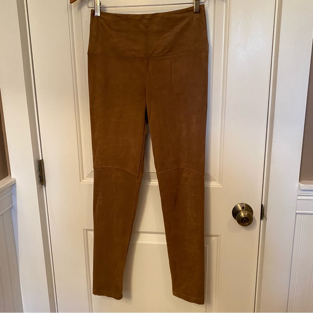 LYSSE PANTS LEGGINGS BROWN FAUX SUEDE SIZE S